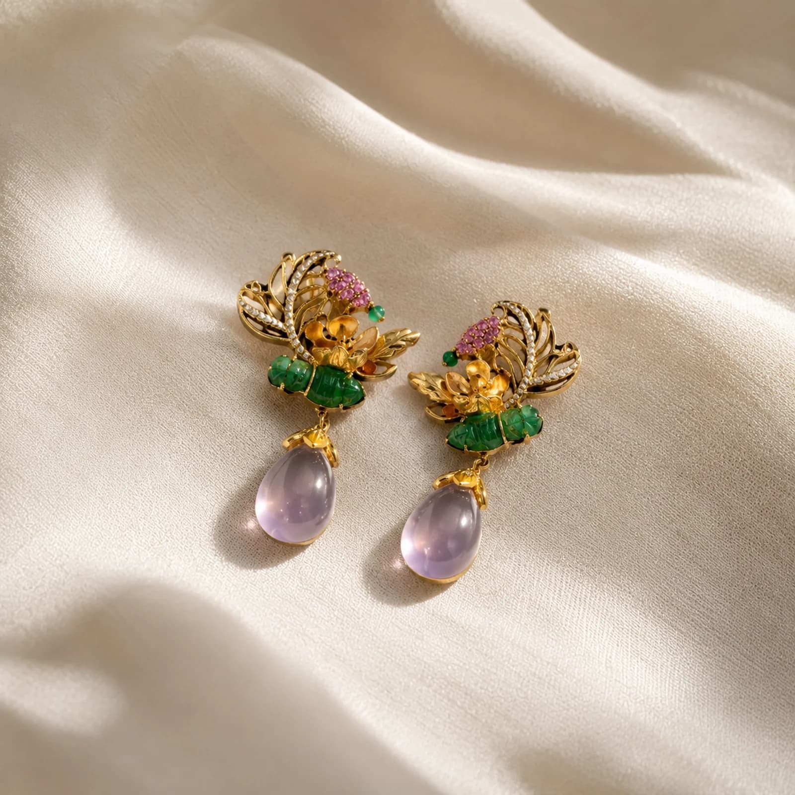 Jade Rose Filigree Earrings alternate angle