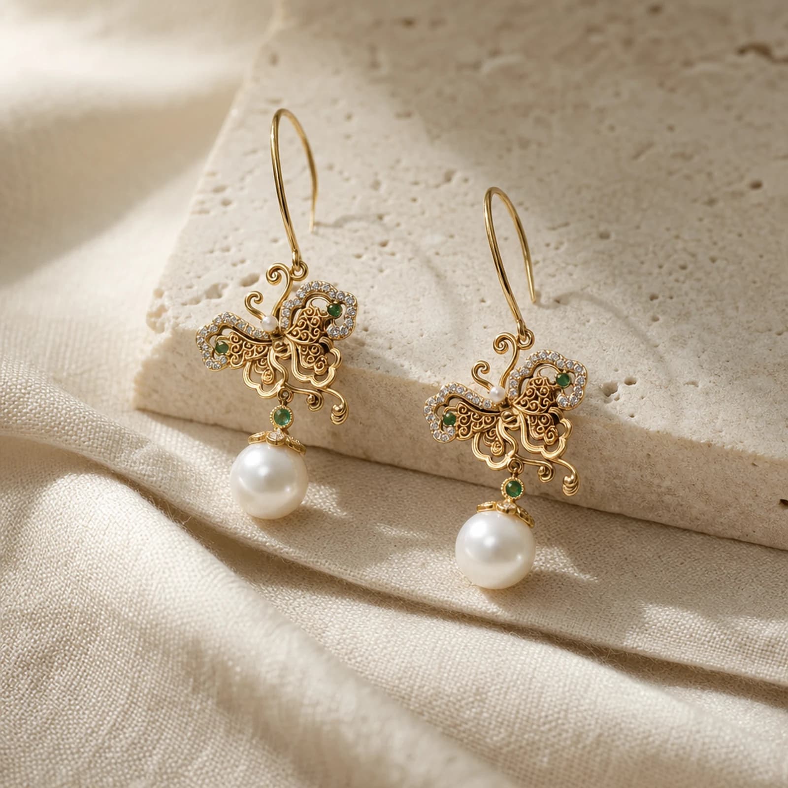 Pearl Filigree Drop Earrings alternate angle