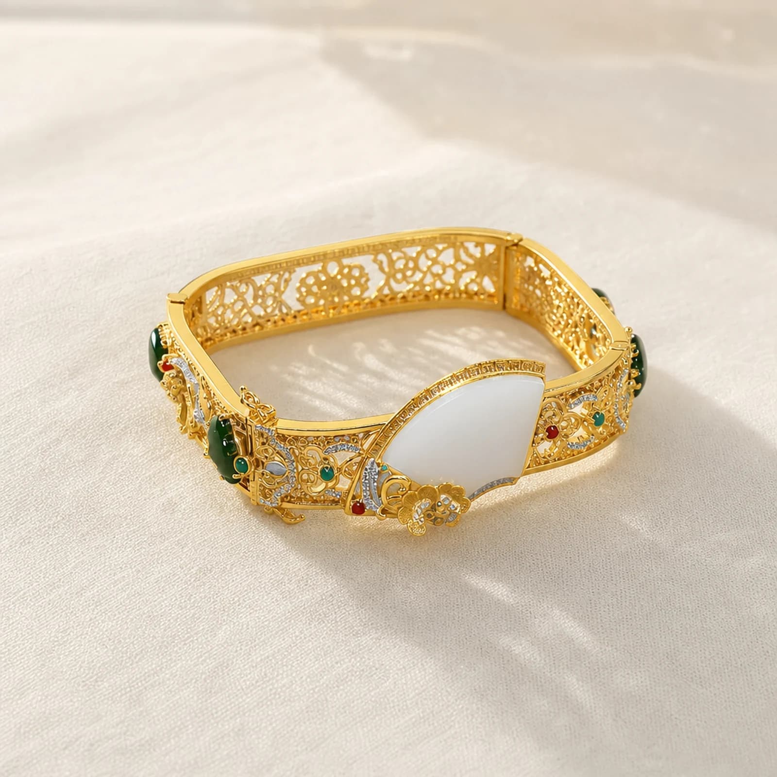 White Jade Filigree Bangle main view