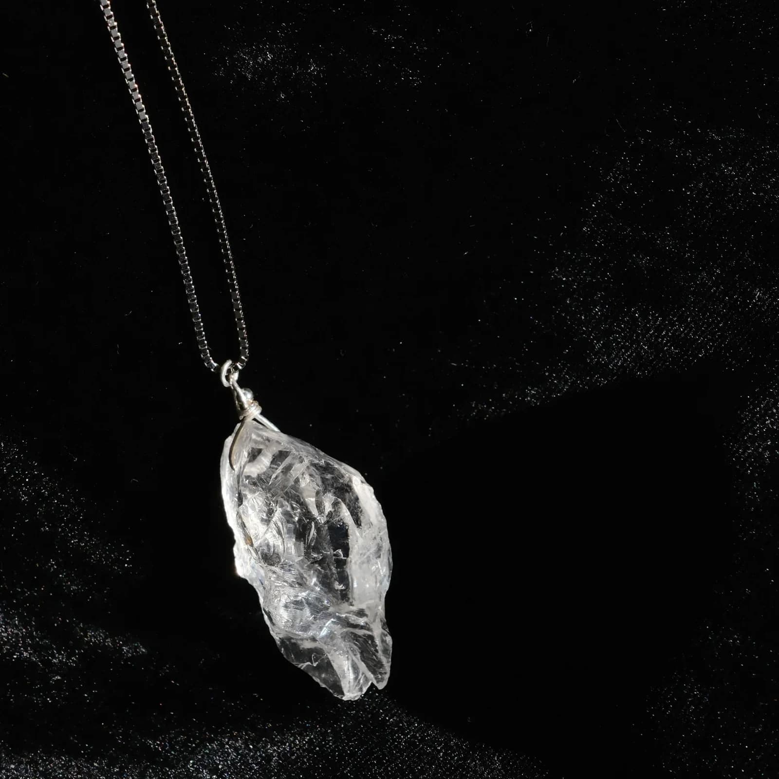 YIS-16 Clear Quartz Raw Necklace On body image
