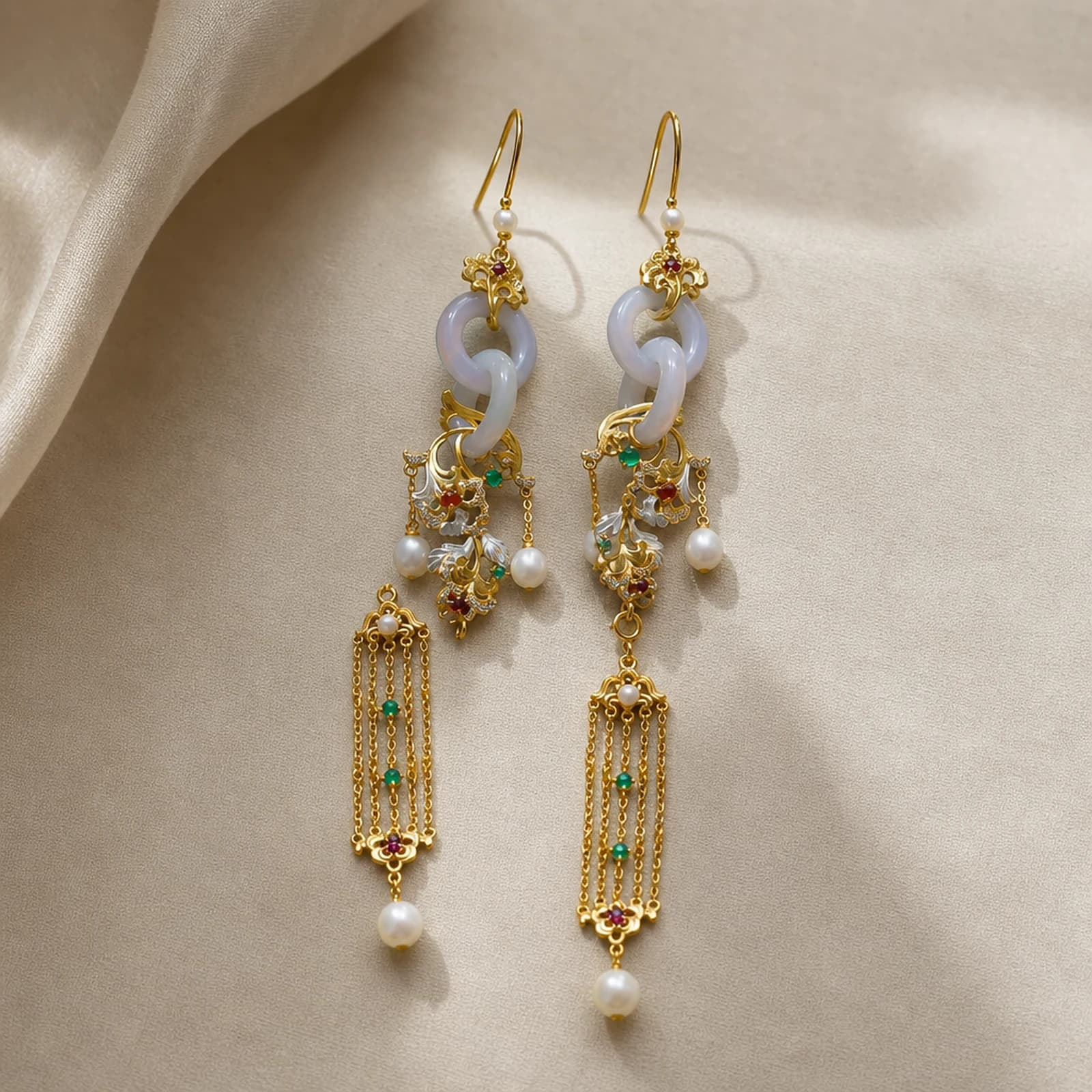 Pearl Tassel Filigree Earrings quiet ritual setting