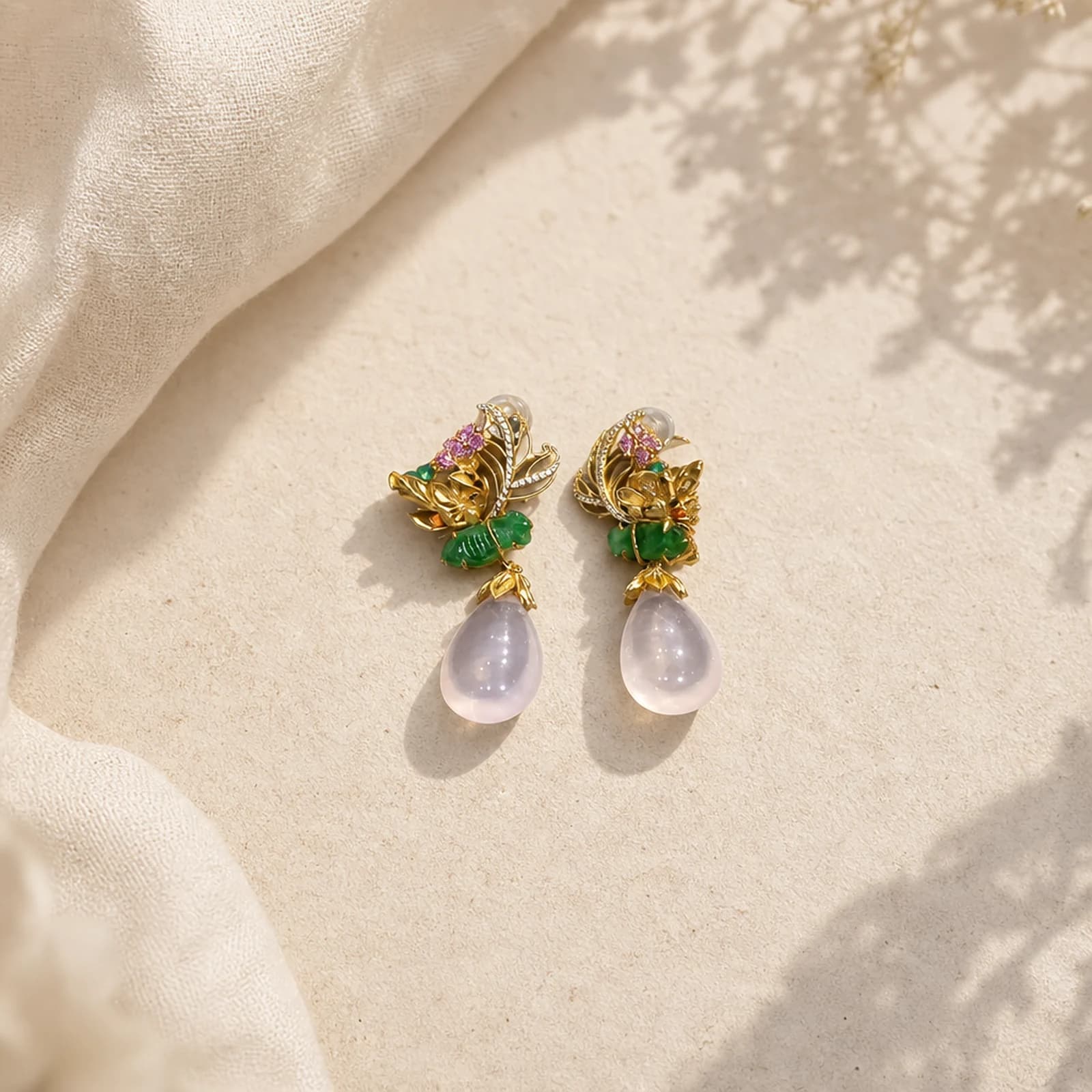 Jade Rose Filigree Earrings quiet ritual setting