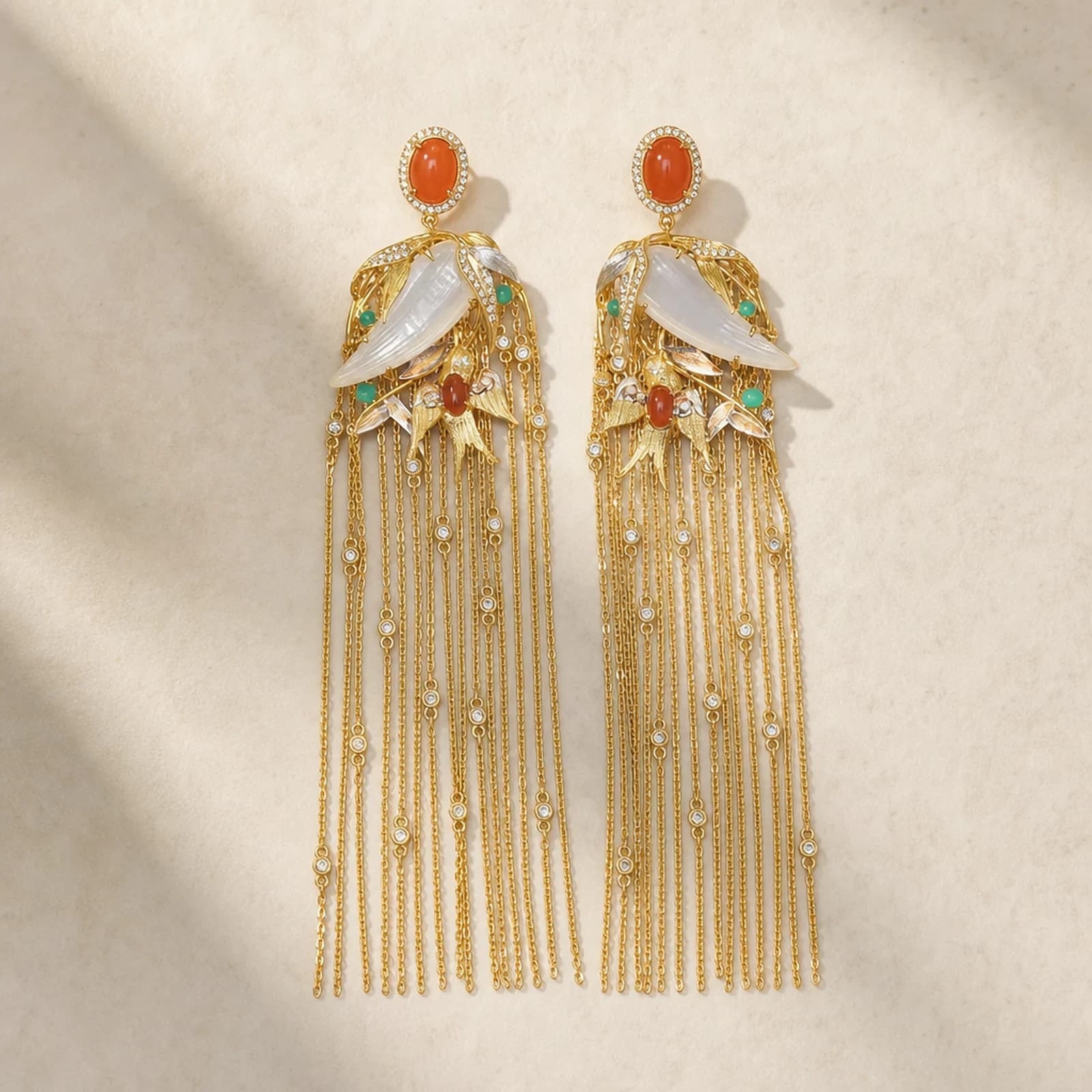 White Jade Tassel Earrings collection card image