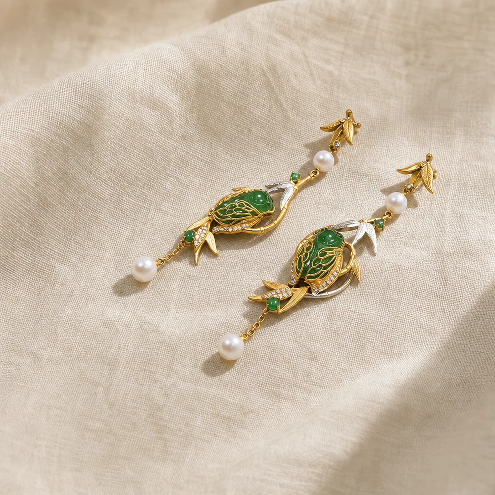 Jade Pearl Drop Earrings quiet ritual setting