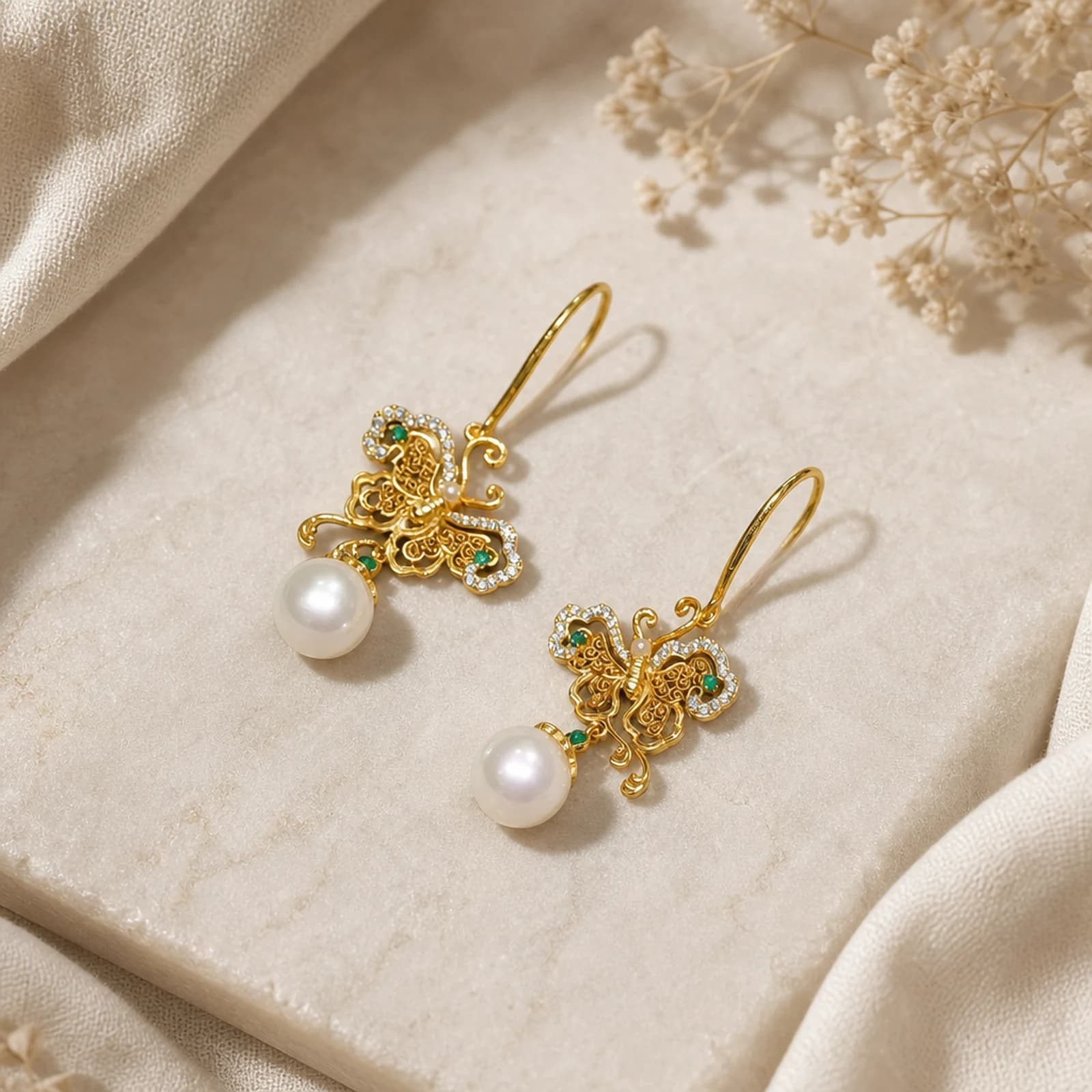 Pearl Filigree Drop Earrings quiet ritual setting