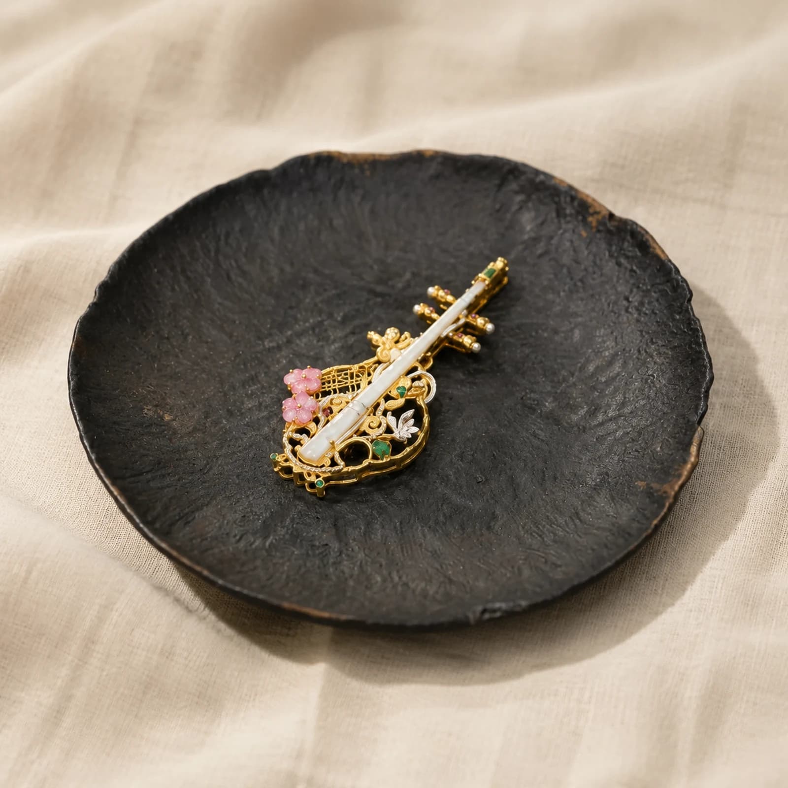 Jade Branch Filigree Brooch quiet ritual setting