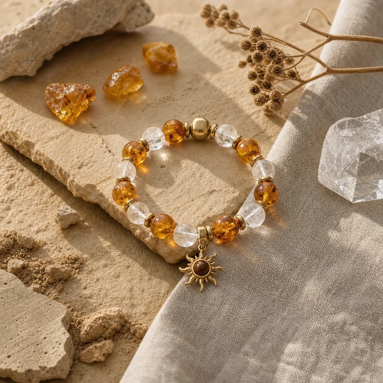 Five Elements Amber Bracelet in Earth scene