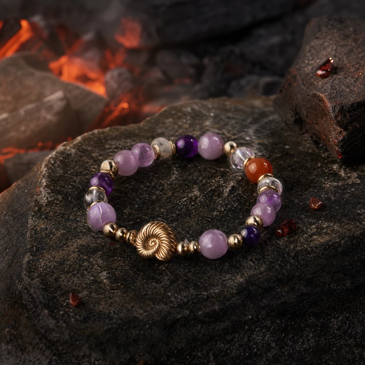 Twilight Amethyst Bracelet in Fire element scene