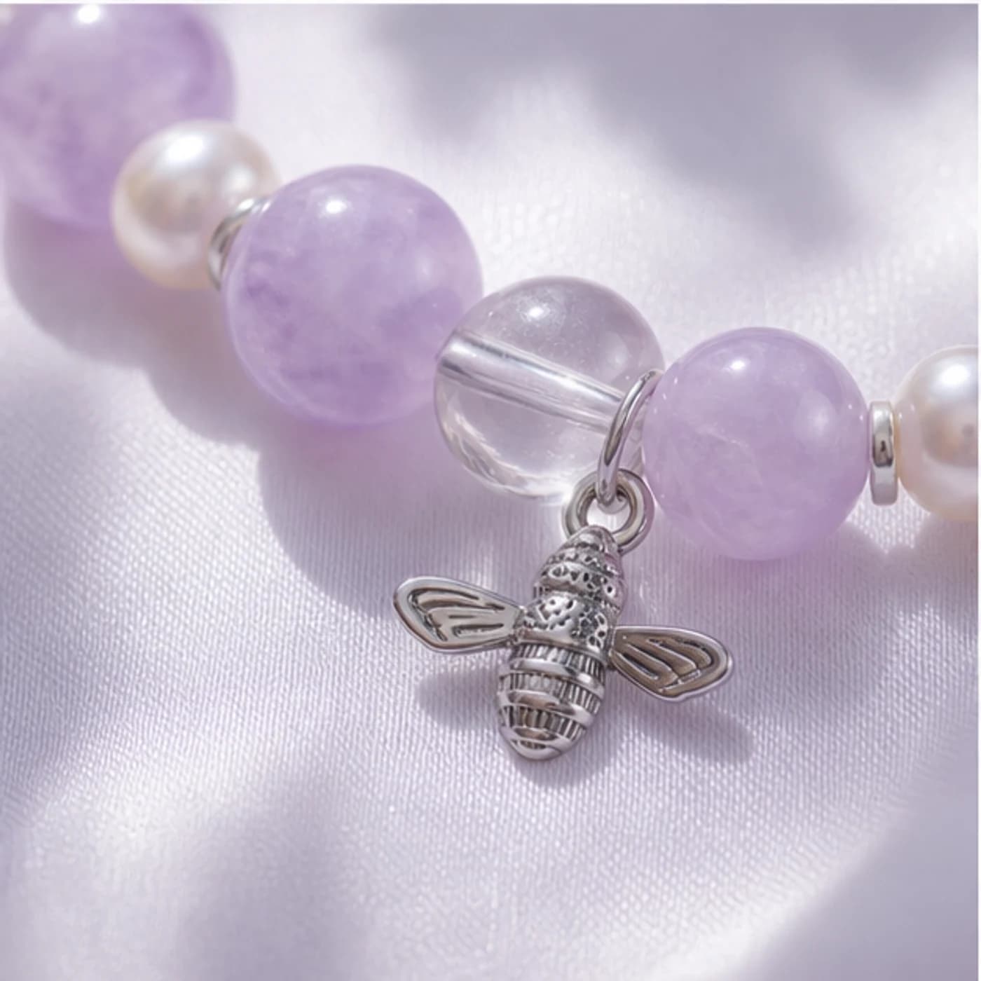 YIS-06 Lavender Summer Tender Bracelet crystal and charm close-up