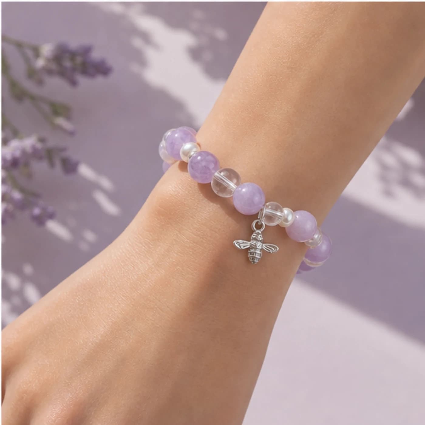 YIS-06 Lavender Summer Tender Bracelet on wrist scale image
