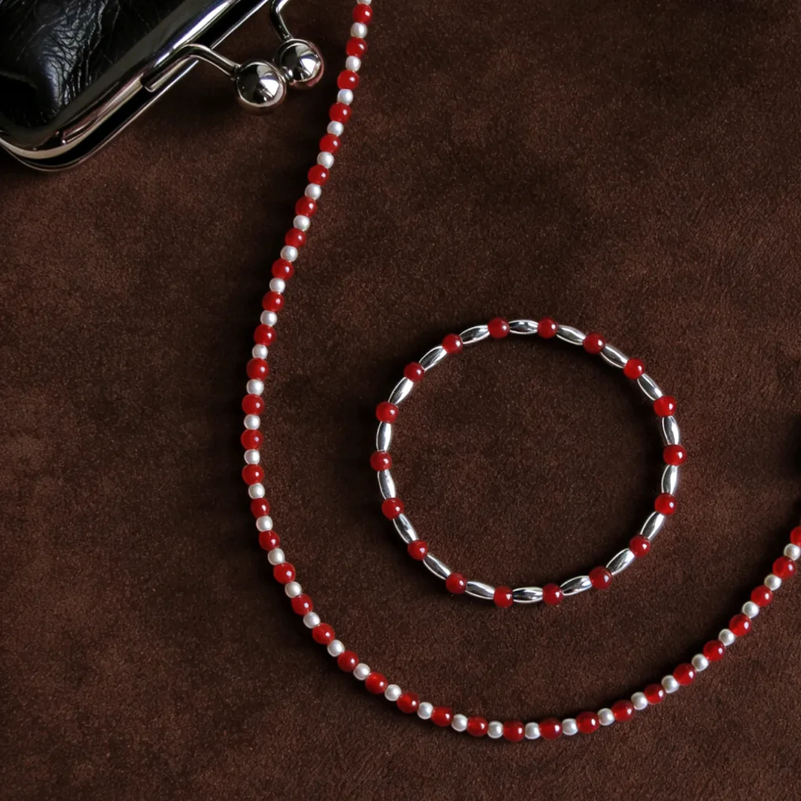 Red Bean Red Agate Silver Set - ritual-01